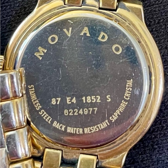 MOVADO gold plated. Mother of pearl and diamonds on each side. Sapphire crystal. - Picture 4 of 7